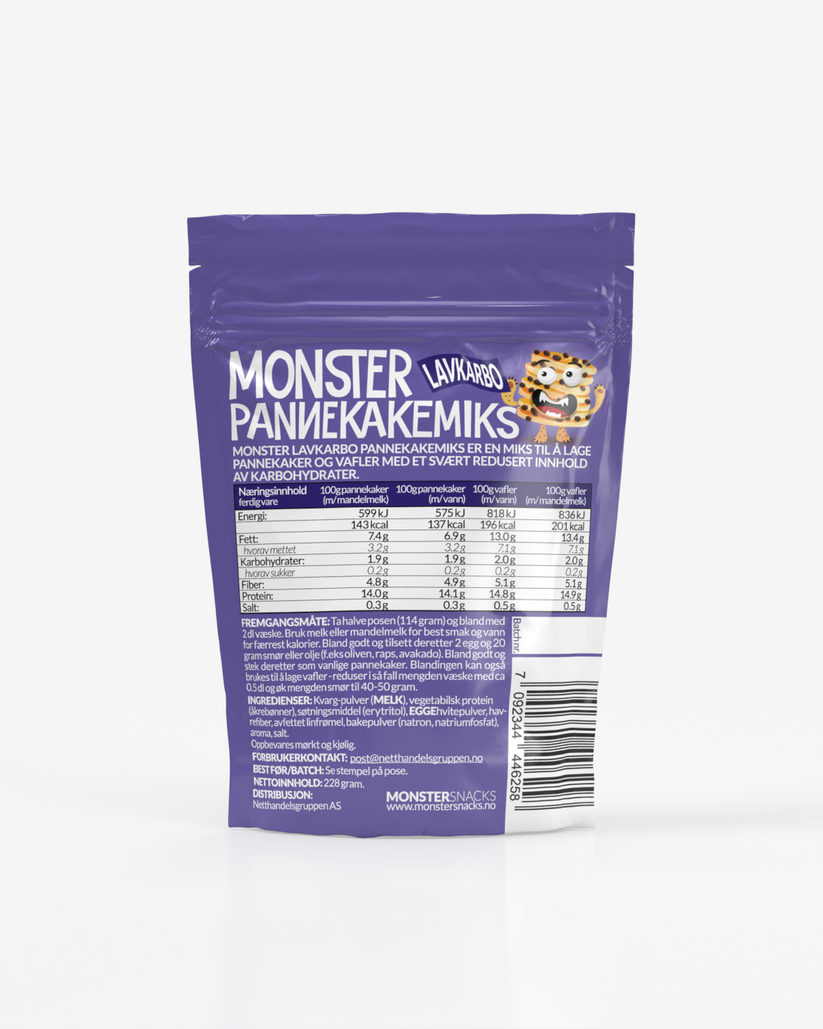 Monster Lavkarbo Pannekake/Vaffelmiks 228g
