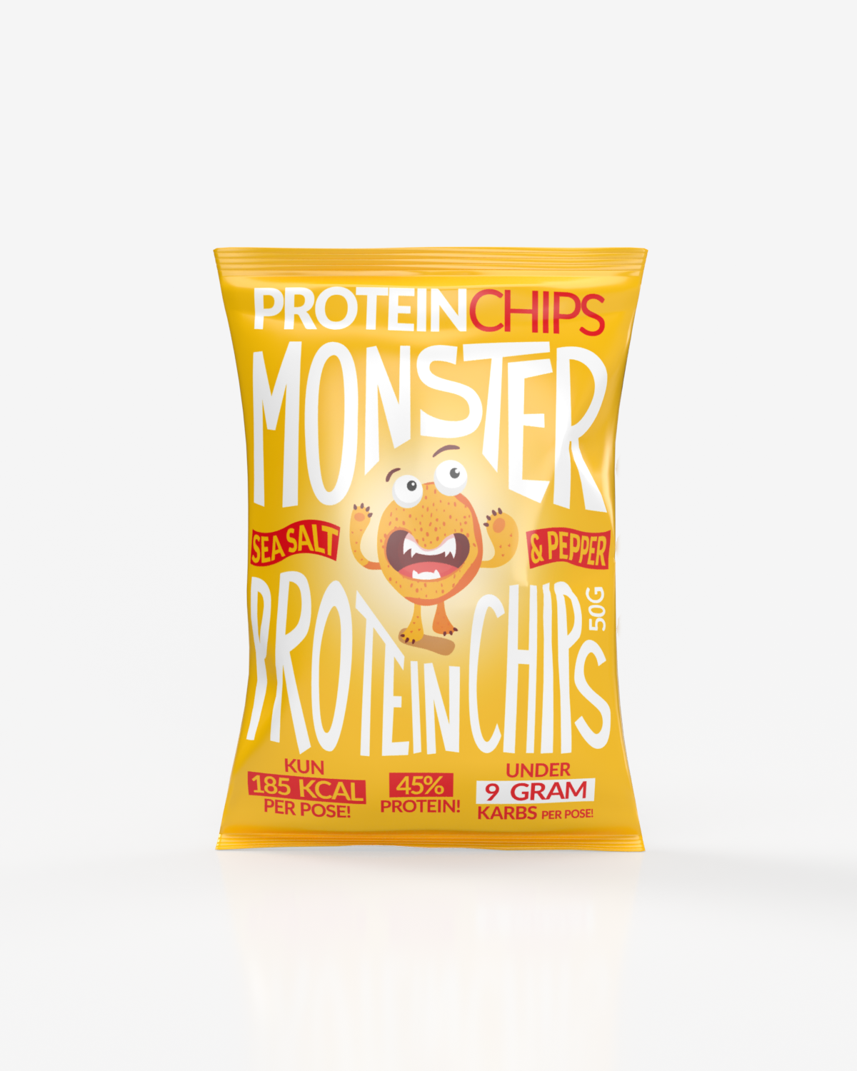 Monster Lavkarbo Protein Chips Sea Salt & Pepper 5x50g Tights.no