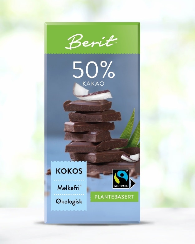 Berit Nordstrand Melkefri Sjokolade Kokos - 80g - med protein