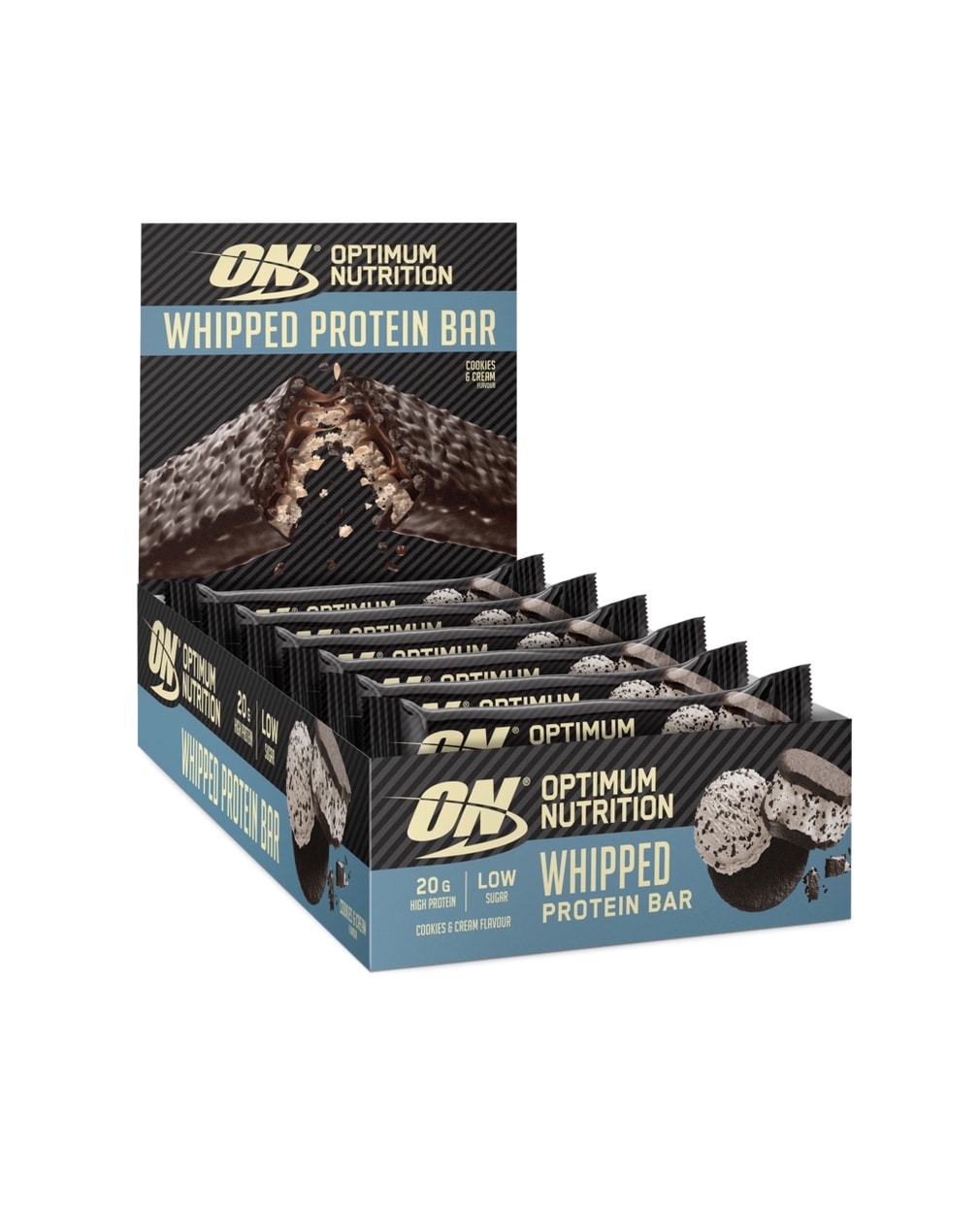 Optimum Nutrition - Whipped Protein Bar - Cookie & Cream 10x62g - milk chocolate
