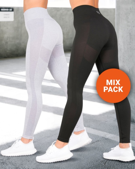 Tights Power Up! Grey Melange & Black (2-Mixpack)