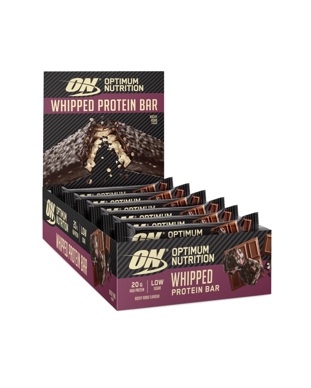 Optimum Nutrition - Whipped Protein Bar - Rocky Road 10x60g - milk chocolate