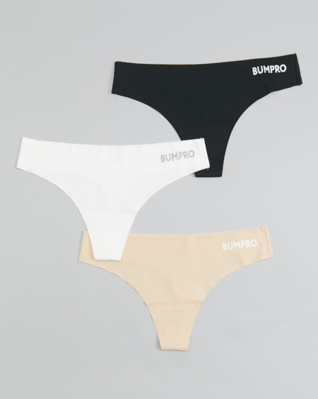 BumPro 3-pack No Show Thong Black/White/Sand
