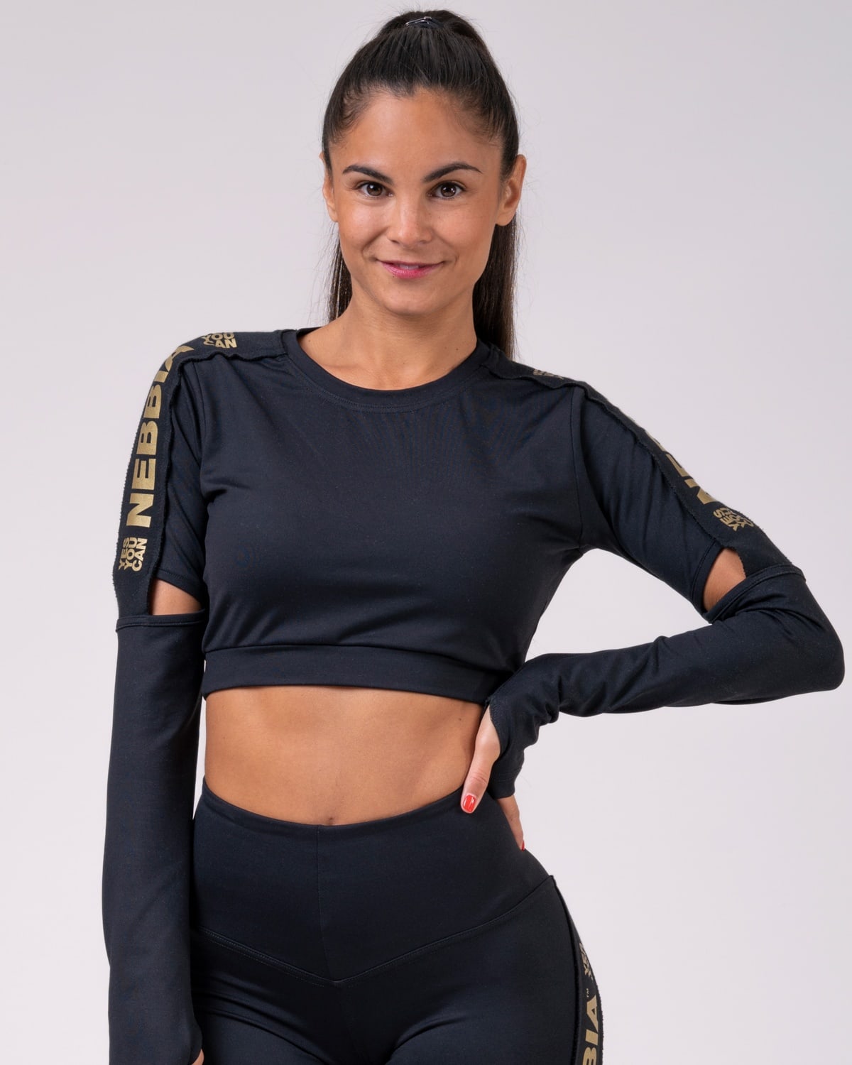 NEBBIA Honey Bunny Crop Top 821 Black - M - workout outfit
