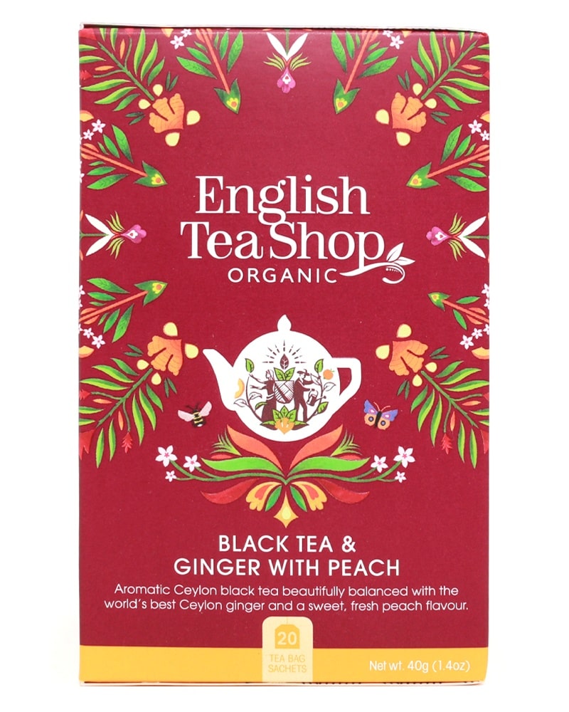 English Tea Shop Black Tea & Ginger with Peach - økologisk