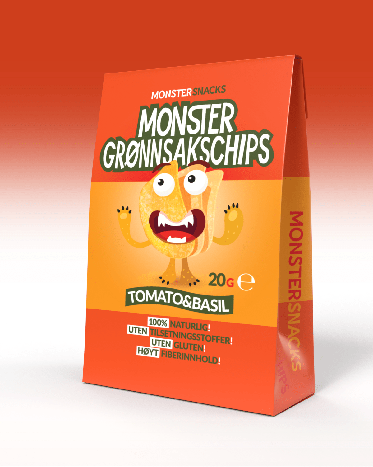Monster Grønnsakschips - Tomato & Basil 20g - Tights.no