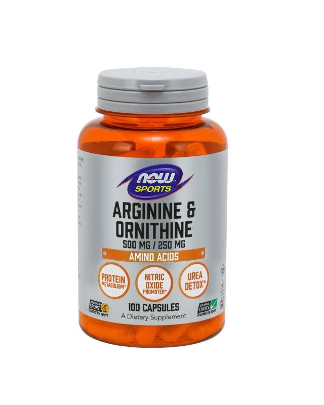 Now Foods Arginine/Ornithine - 100 veg caps - protein for