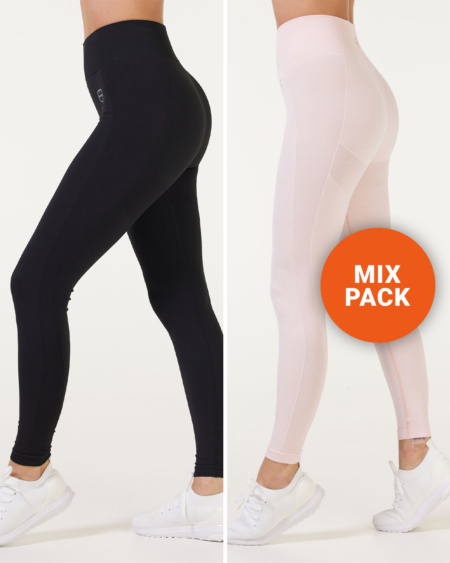 Tights Power Up! Black & Pink Melange (2-Mixpack)