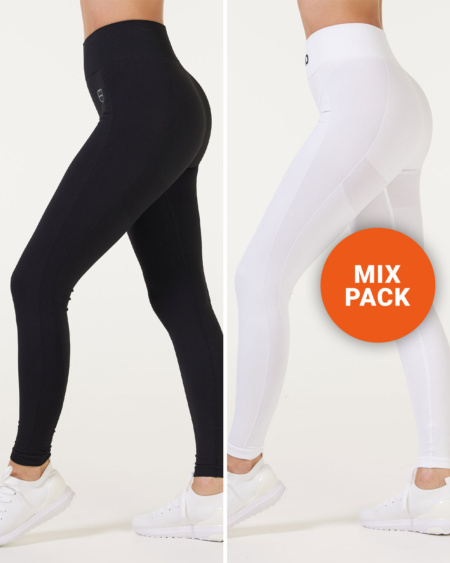 Tights Power Up! White & Black (2-Mixpack)