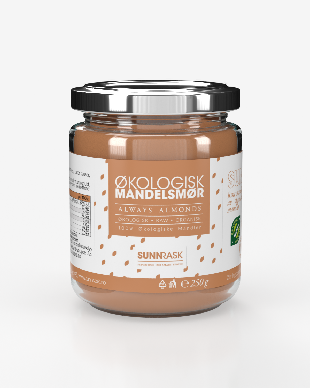 SunnRask Økologisk Mandelsmør 250g