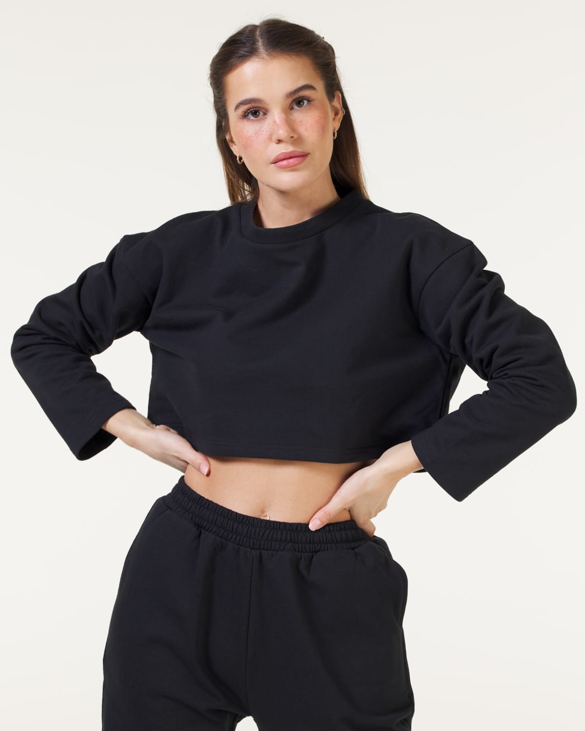 Weightless Alice Cropped Crewneck Black - XL - genser med