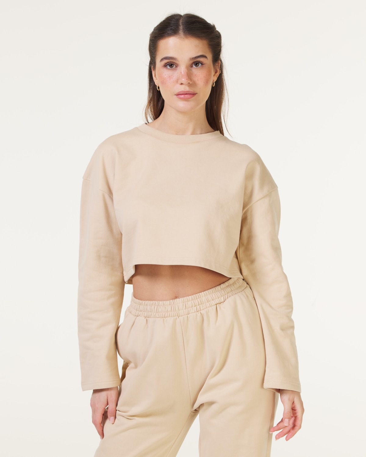Weightless Alice Cropped Crewneck Beige - L - genser med