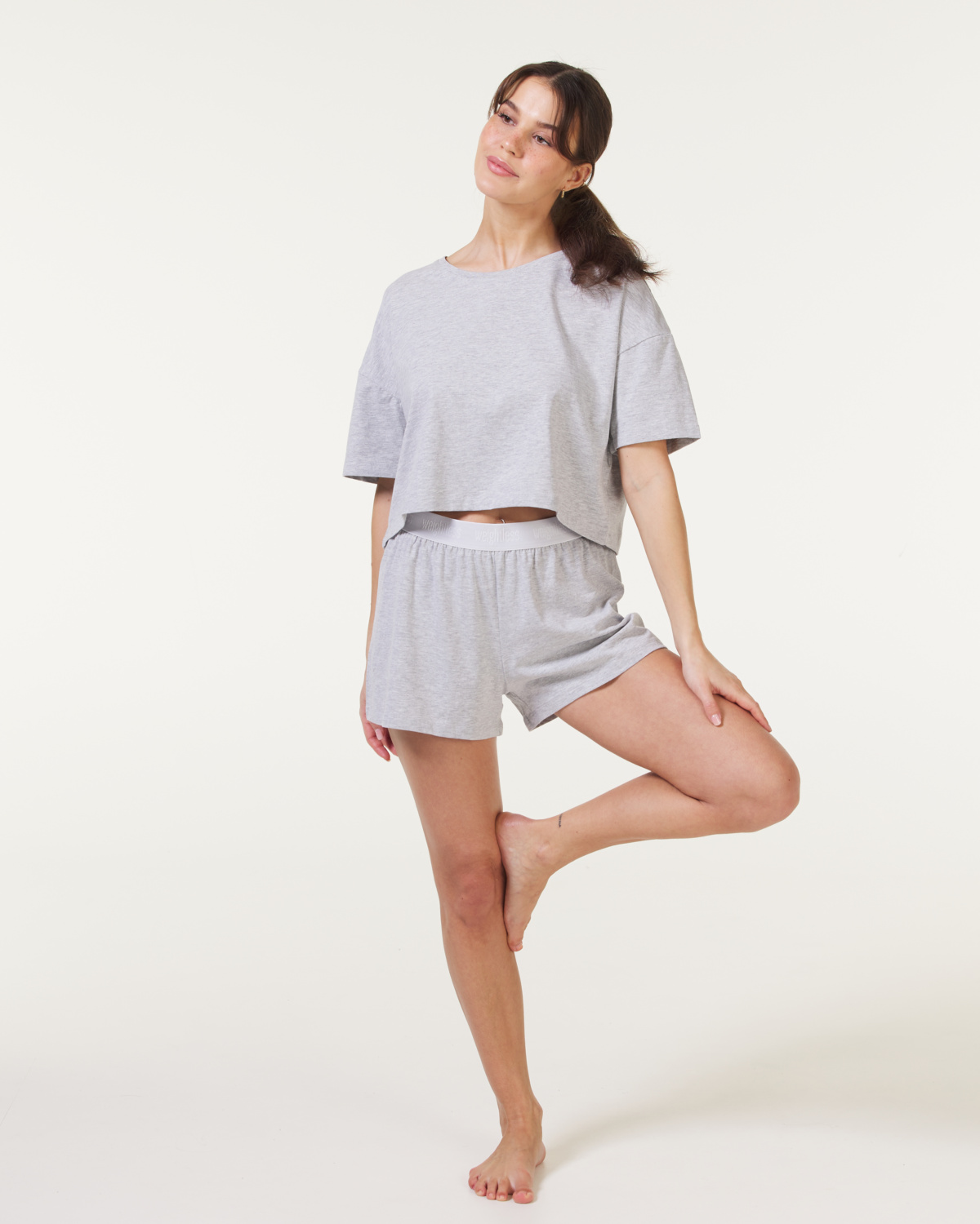 Weightless Stella Pyjama Set Grey Melange - S - pyjamas shorts