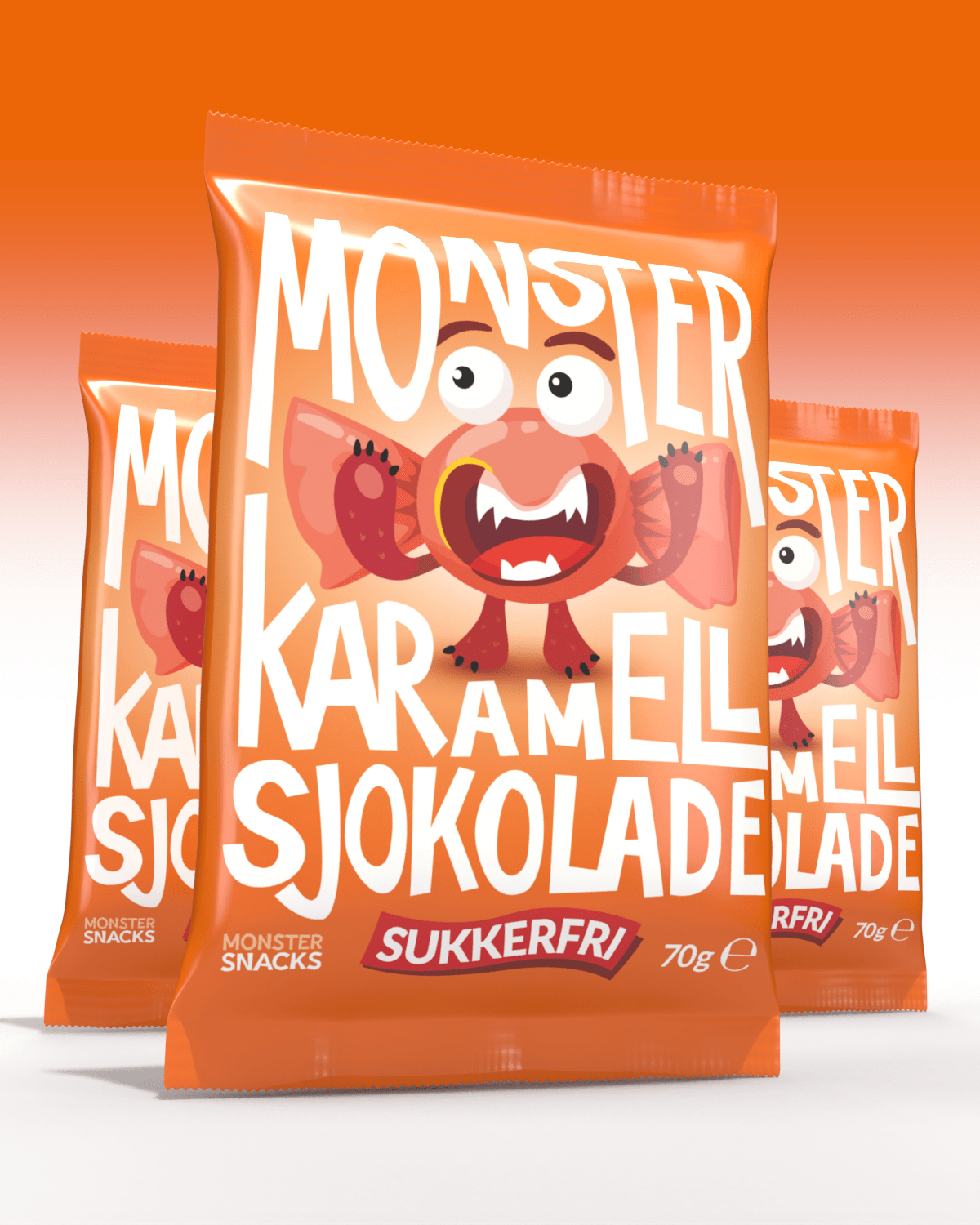 Monster Sukkerfri Karameller 3x70g - TREPAKNING - gram protein