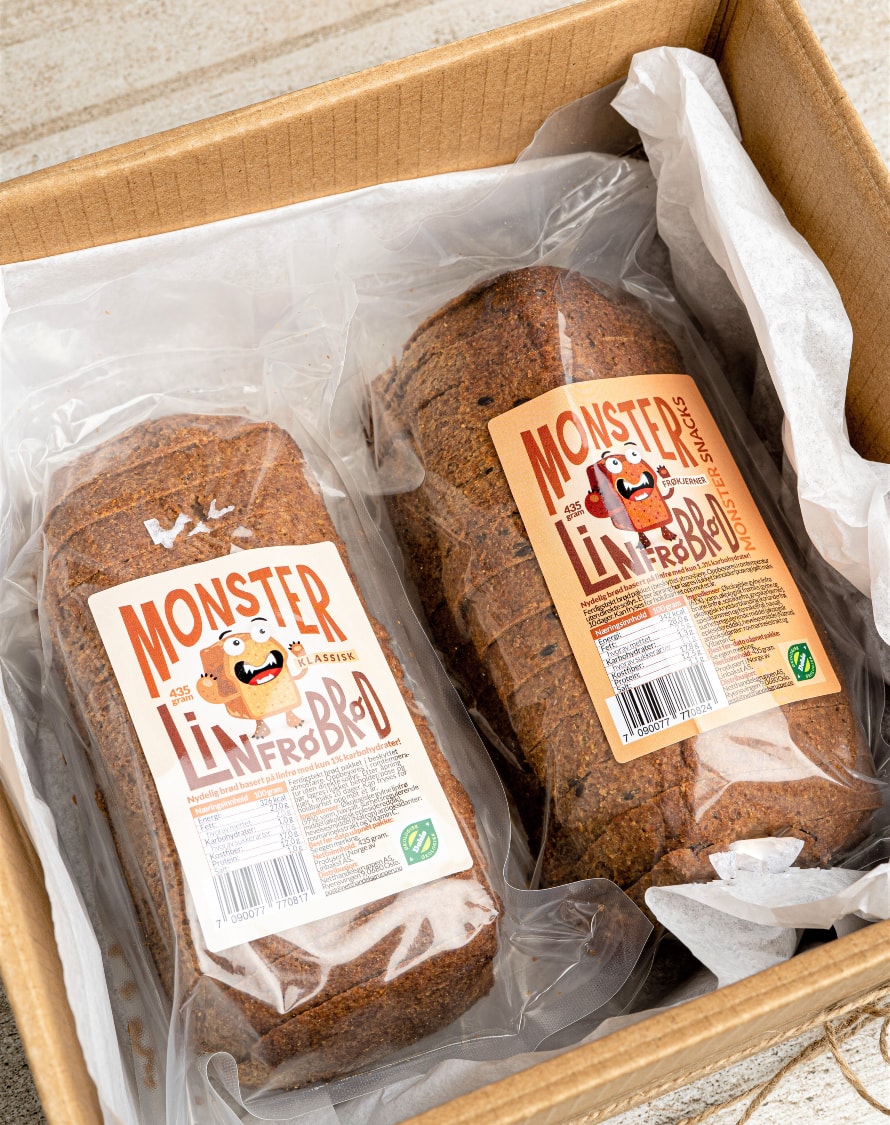 Monster Lavkarbo Linbrød - SMAKSPAKKE - TO BRØD!