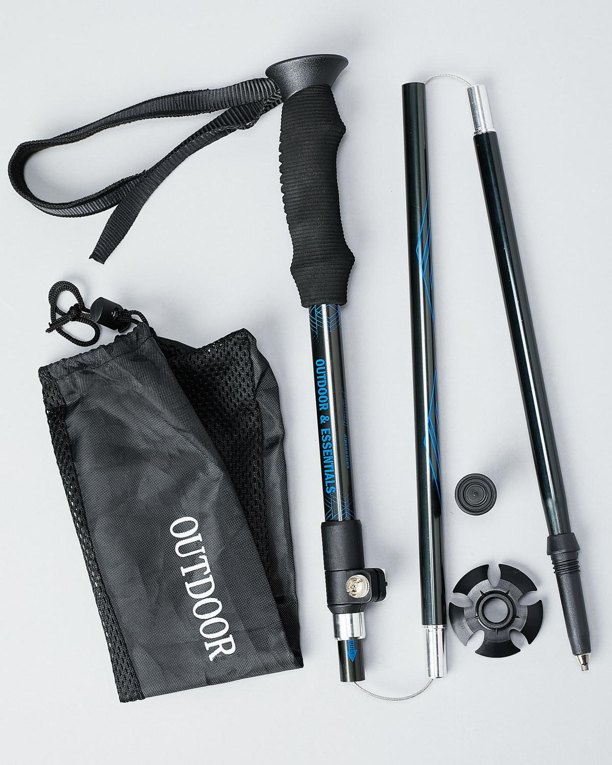 Outdoor & Essentials Foldable Walking Stick Black - staver