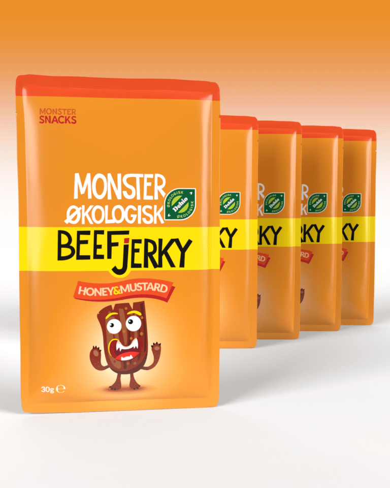 Monster Beef Jerky Mustard Honey 5x30g FEMPAKNING! Tights.no