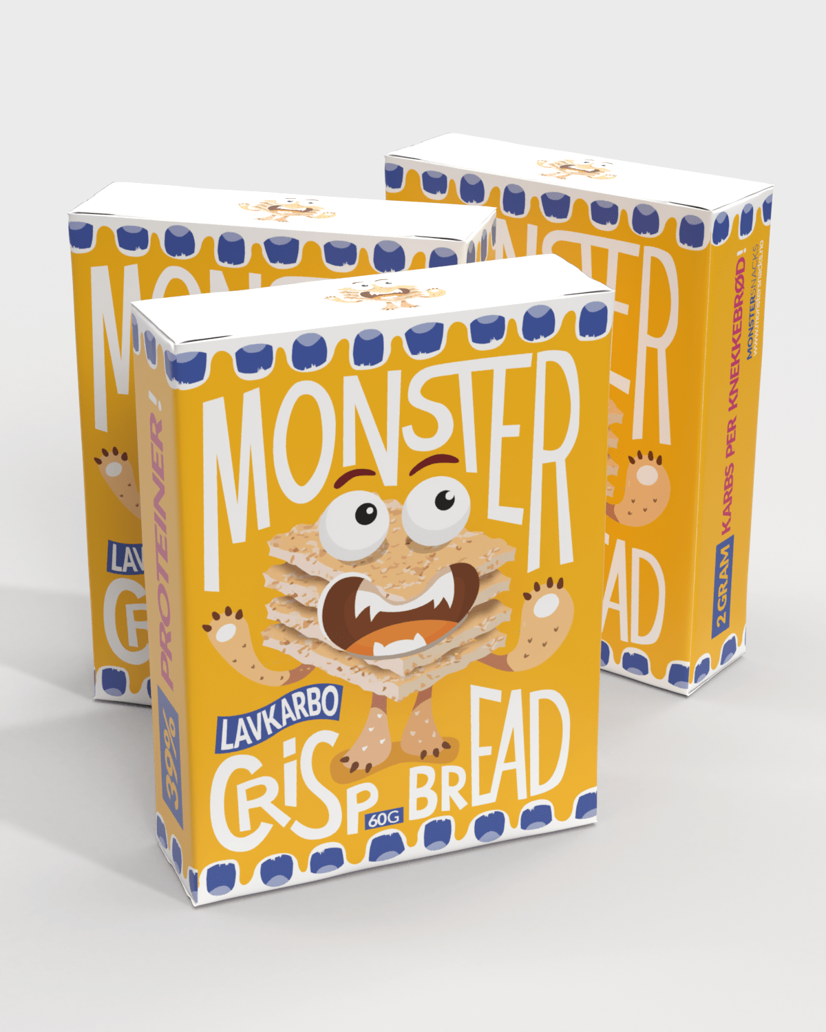 Monster Lavkarbo Knekkebrød 60g (3-pack)