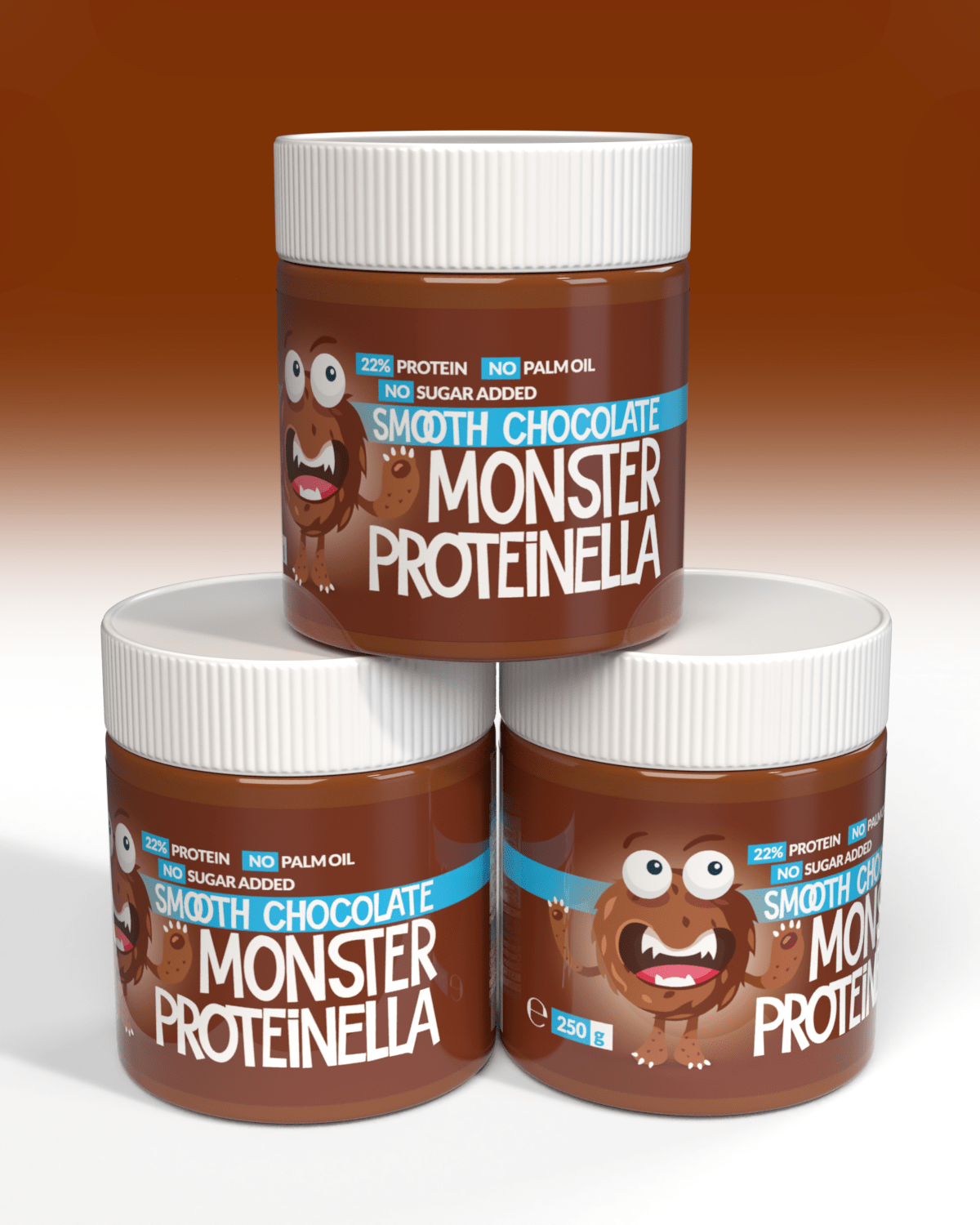 Monster Proteinella - Hazelnut Smooth Chocolate 3x250g - TREPAKNING - sjokoladepålegg