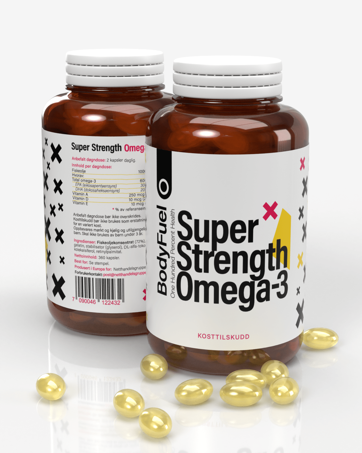 2 x BodyFuel Høykonsentrert Omega-3 – 360 KAPSLER! - vitamin tilskudd