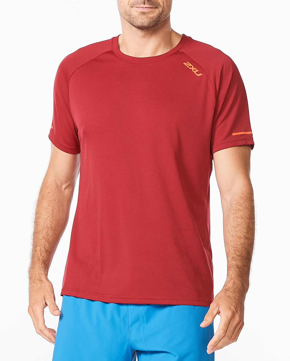 2XU Aero Tee Rhubarb/Fiesta Reflective - L - skjorte