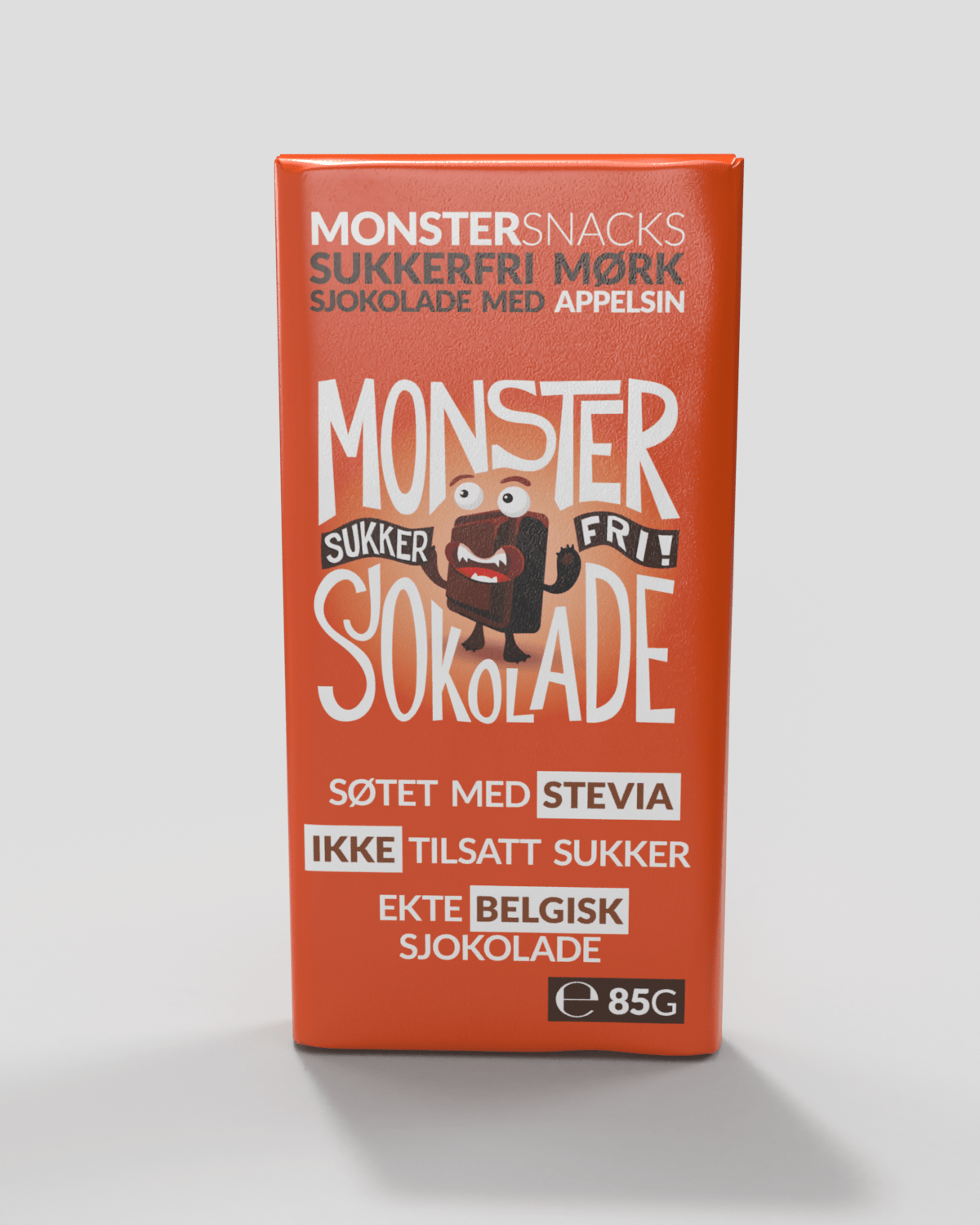 Monster Sukkerfri Belgisk Stevia Mørk Sjokolade - Appelsin 85g - til