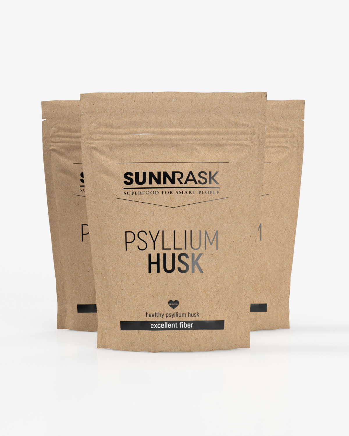 SunnRask Fiberhusk Malte Psylliumfrøskall 3x500g