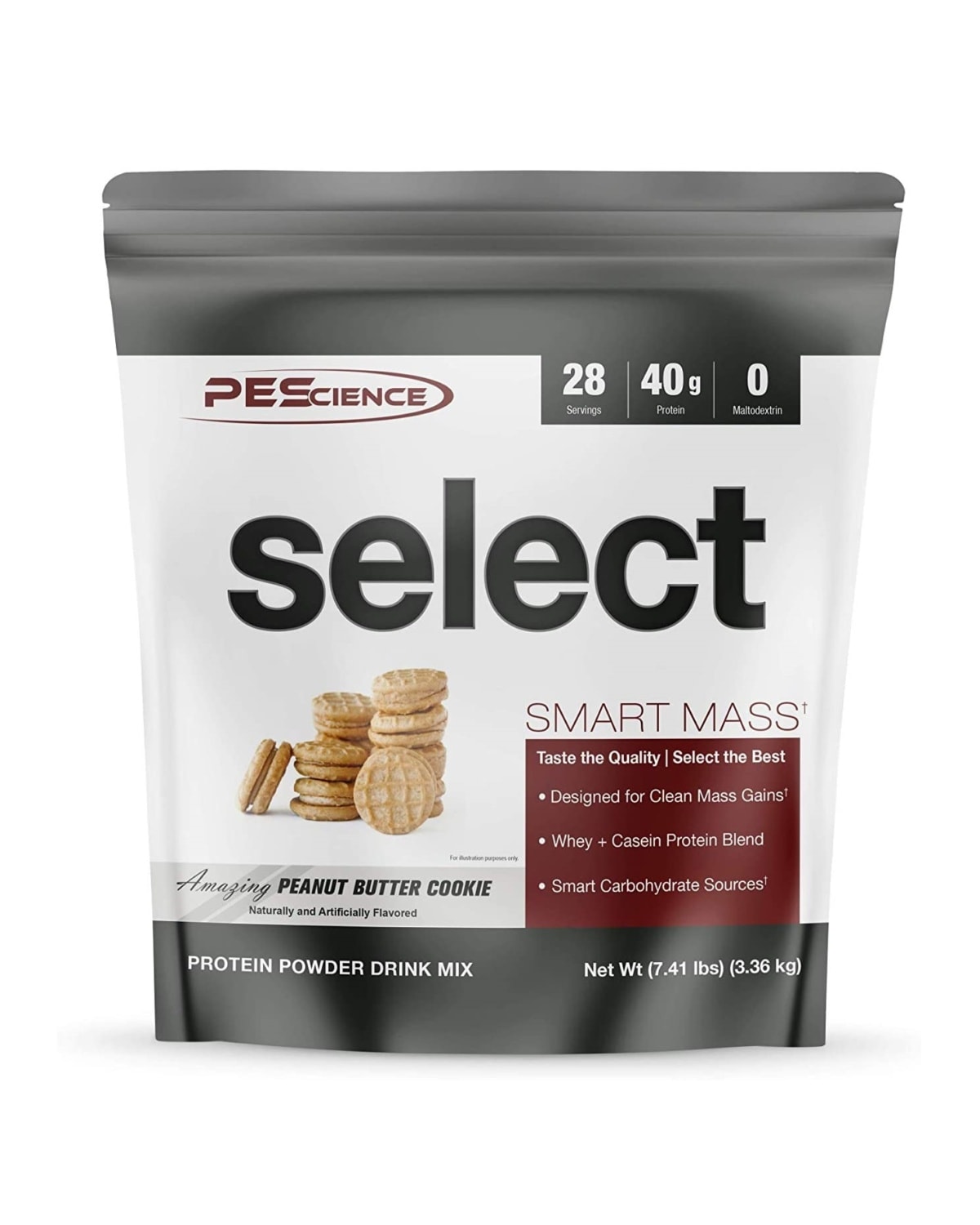 PES Select Smart Mass Protein Powder Drink Mix 3.36 kg - Peanut Butter Cookie - whey isolate