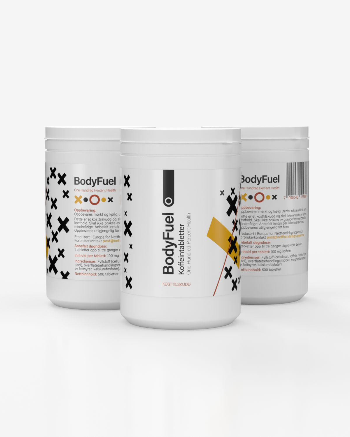 3x BodyFuel Super-Strength Koffeintabletter - 500 TABLETTER! - til