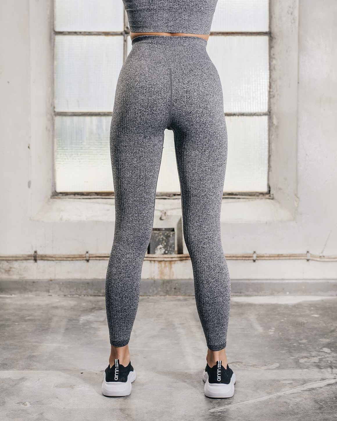 Aim'n Grey Melange Ribbed Seamless Tights 