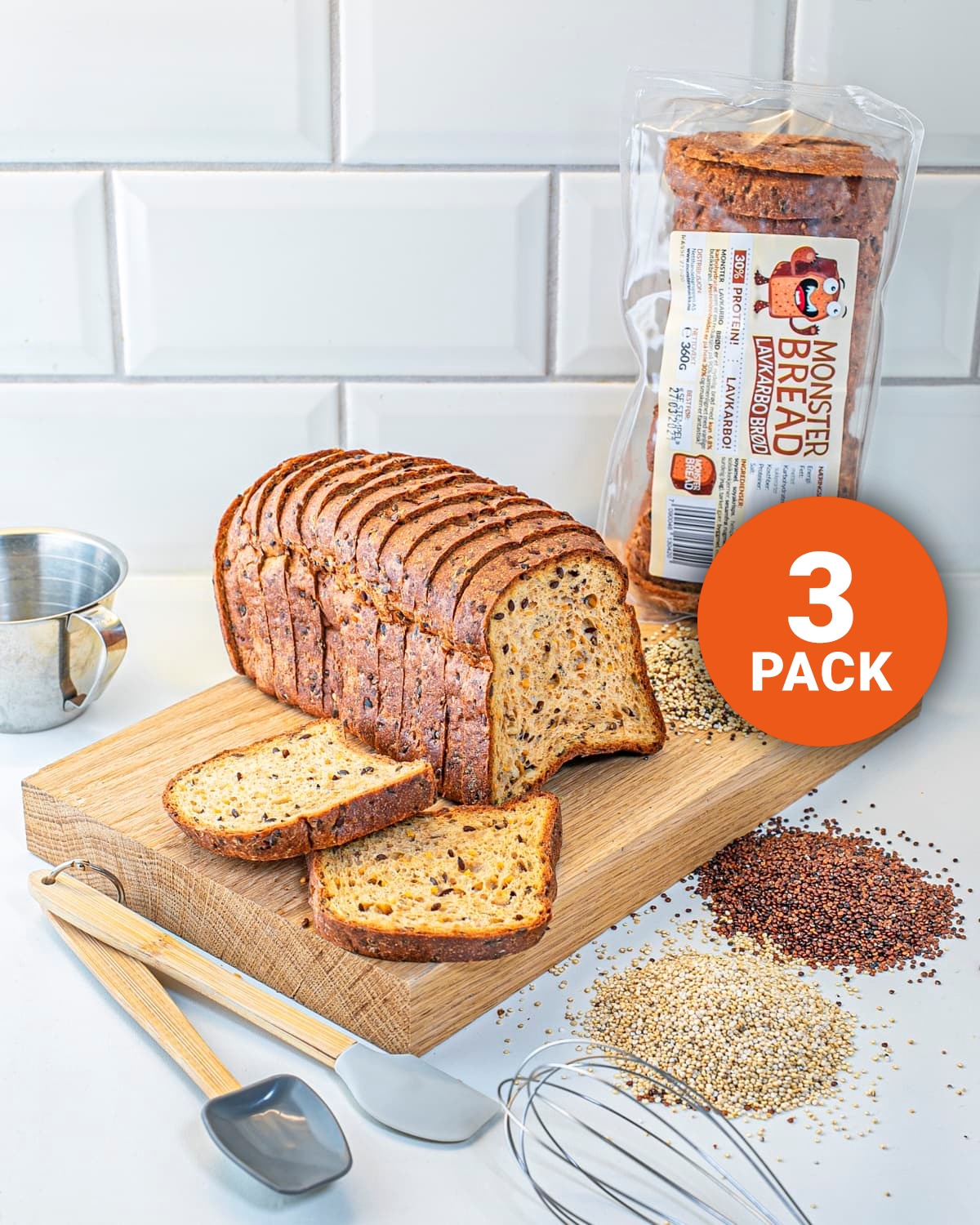 Monster Lavkarbo Brød 3x360g