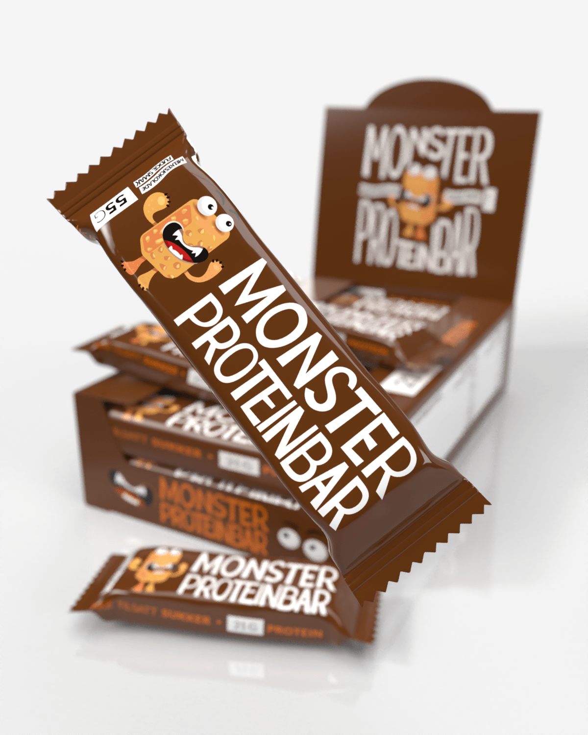 Monster Premium Proteinbar - Chocolate Fudge - 12x55g - til