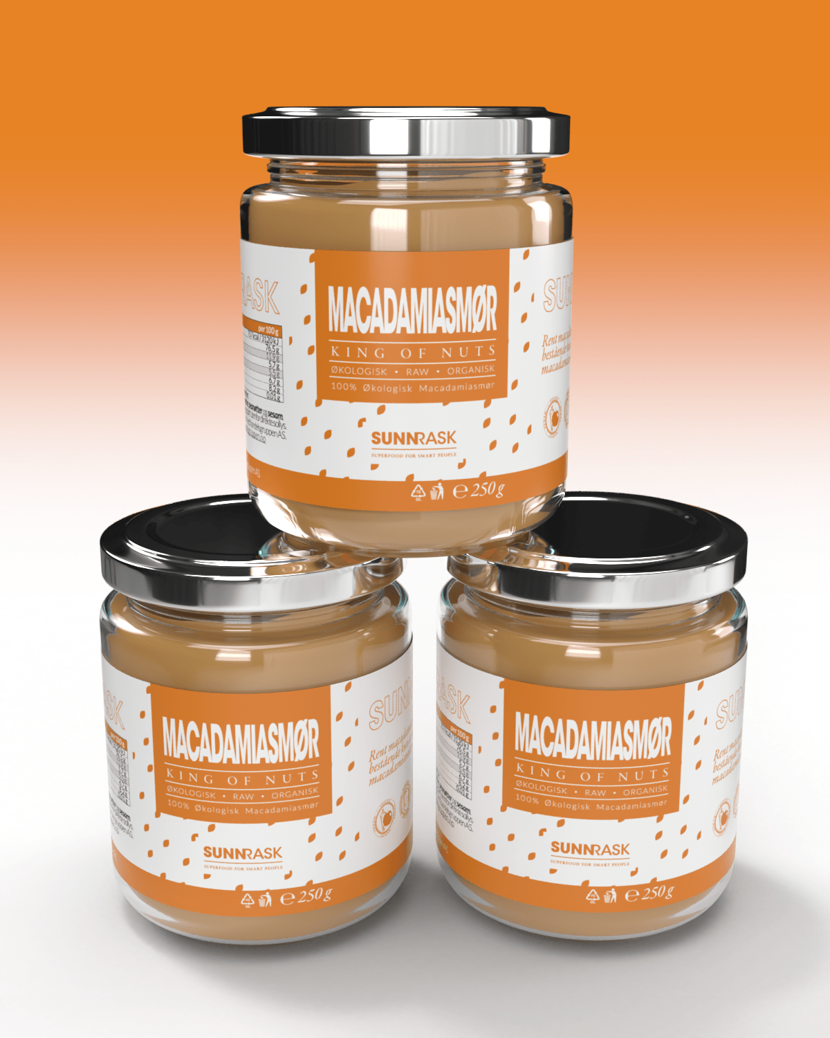 SunnRask Macadamiasmør 3x250g - TREPAKNING! - salt