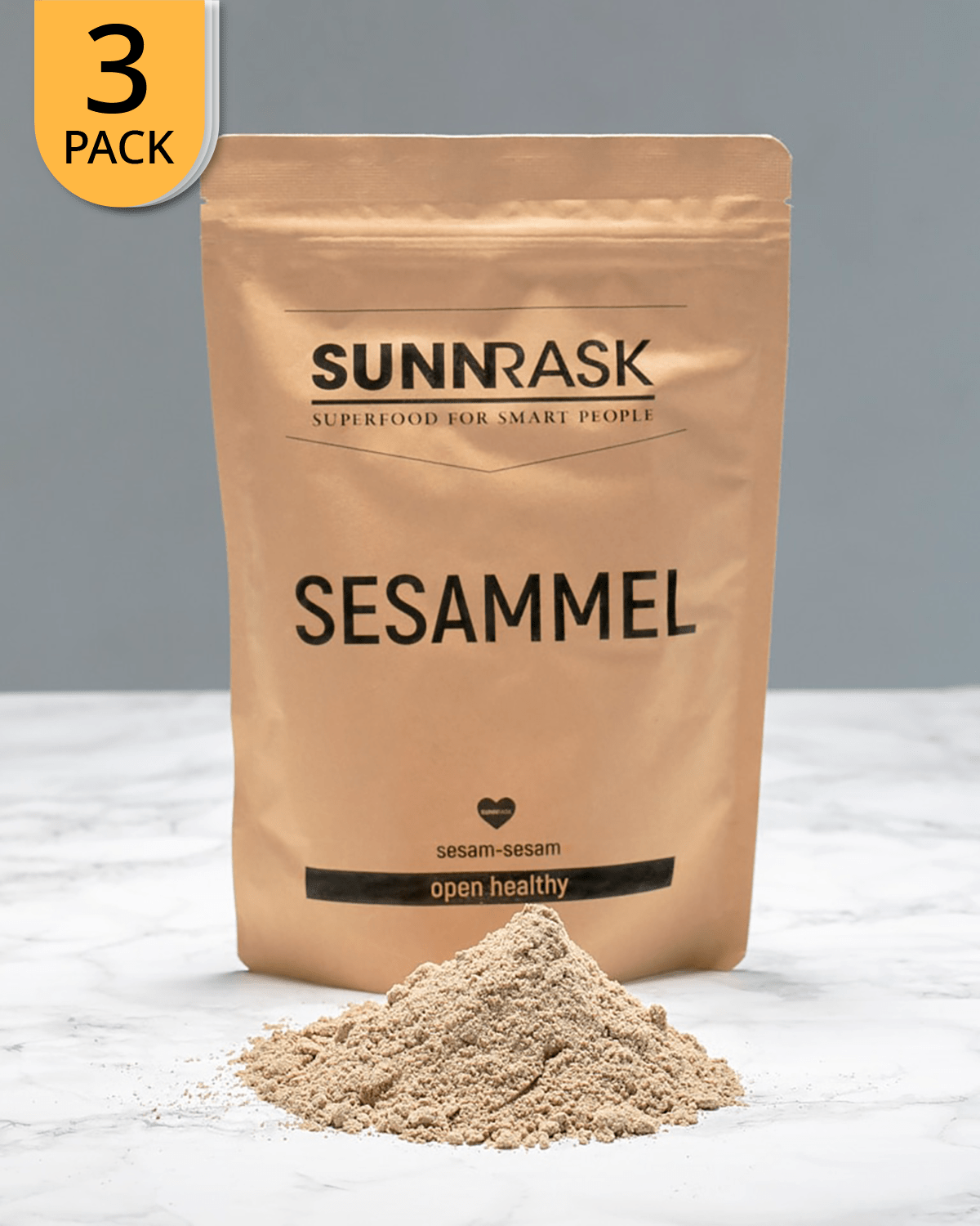 3x SunnRask Økologisk Sesammel 500g - protein for