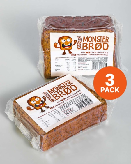 3x Monster Lavkarbo Brød 250g