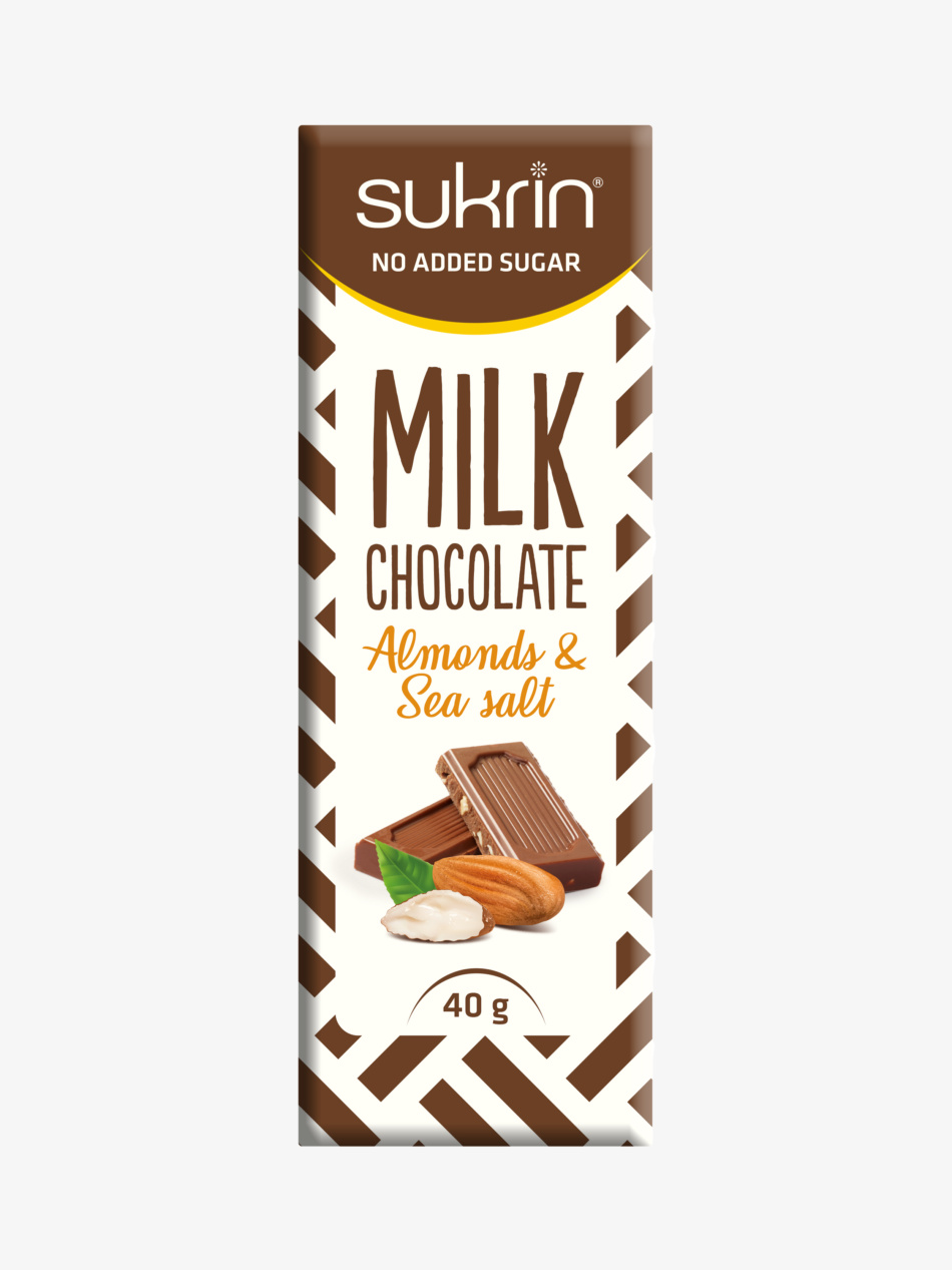 Funksjonell Mat Sukrin Melkesjokolade Mandler og Havsalt 40g