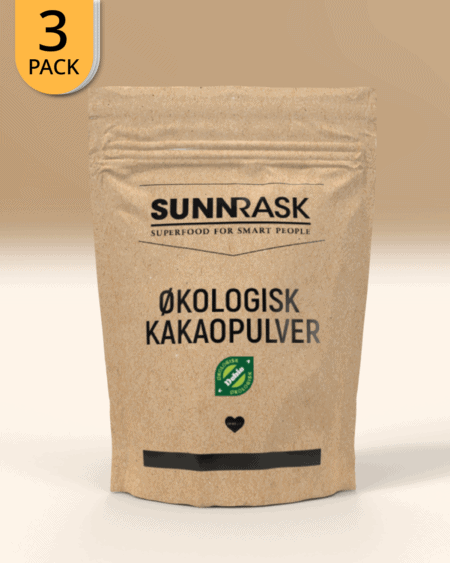 3x SunnRask Økologisk Kakaopulver 400g
