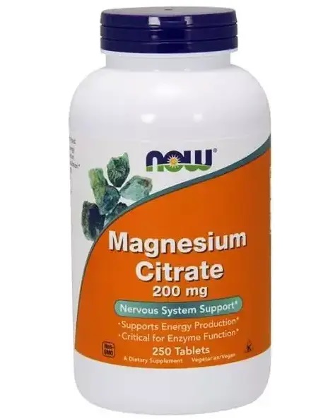 Now Foods Magnesium Citrate - 200mg - 250 tabletter - kosttilskudd