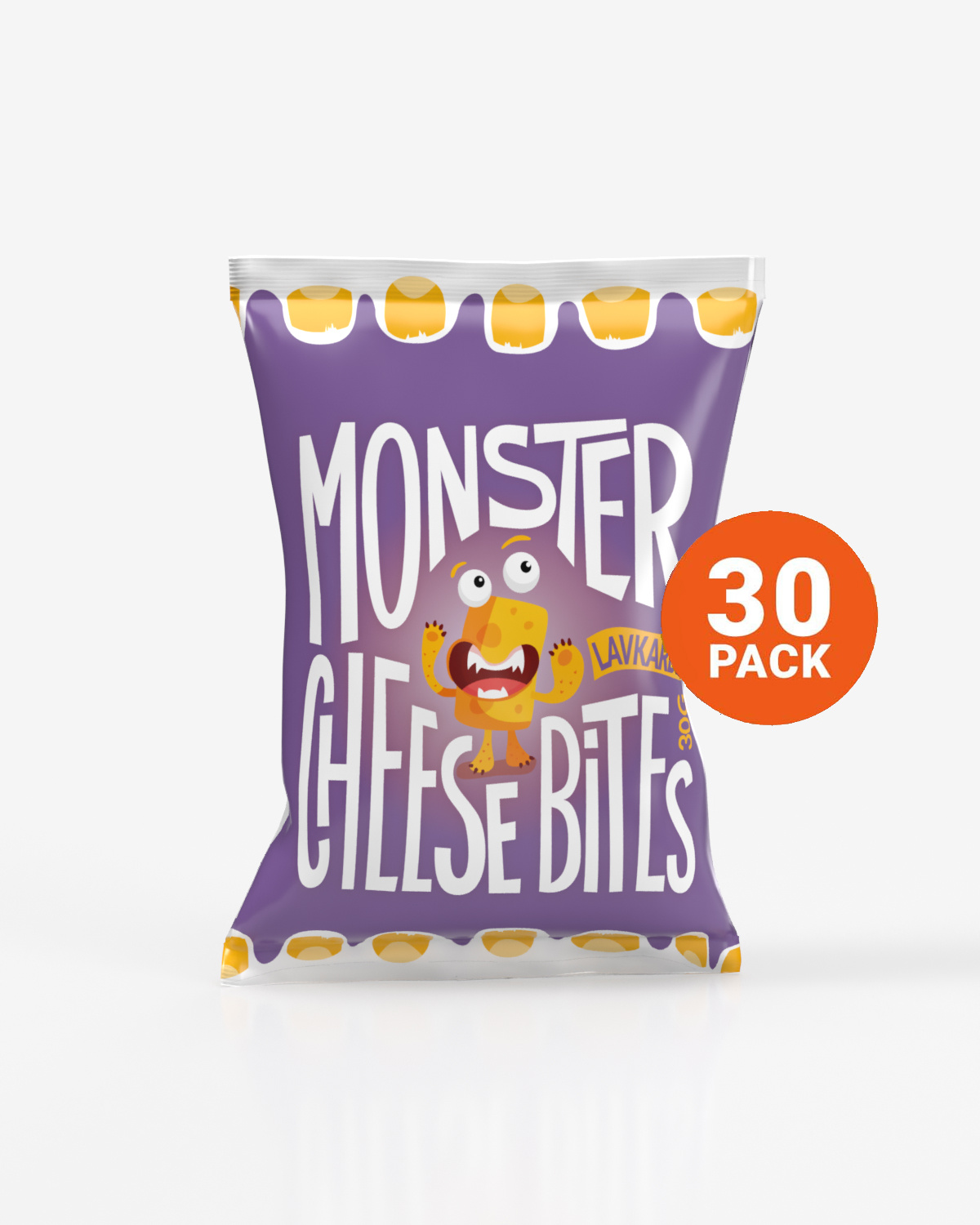 30x Monster Lavkarbo Ostepop 30g - PAKKEDEAL - melk