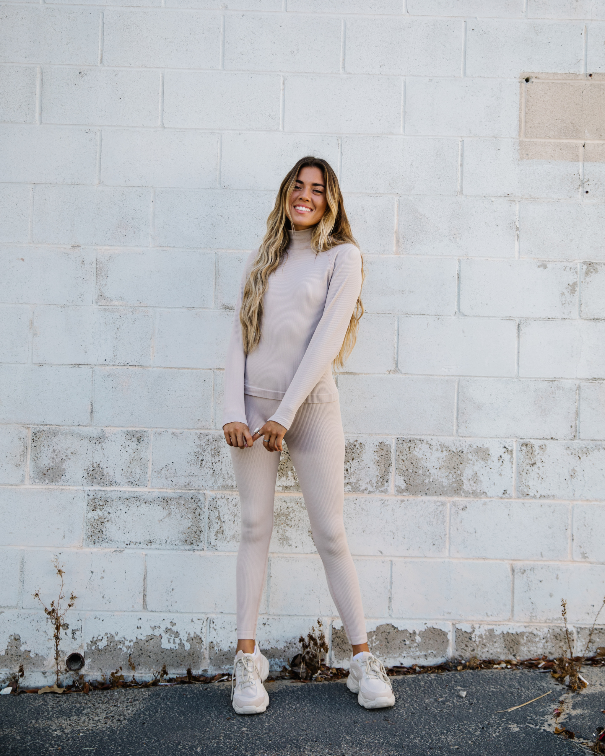Perfect Rib Polo Long Sleeve Beige441