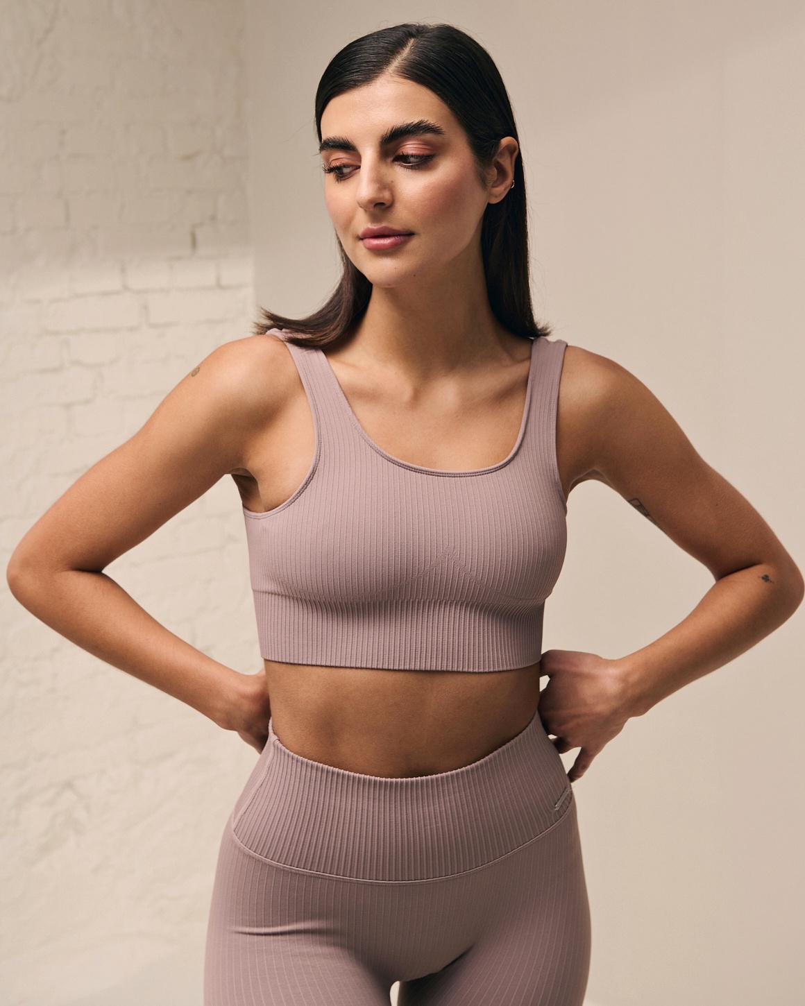 Aim’n Dusty Violet Ribbed Seamless Bra - L - men