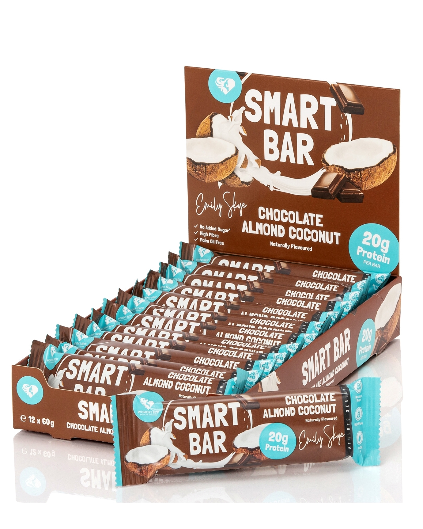 Women’s Best Smart Protein Bar Chocolate Almonds &amp; Coconut by Emily Sky 12x60g
