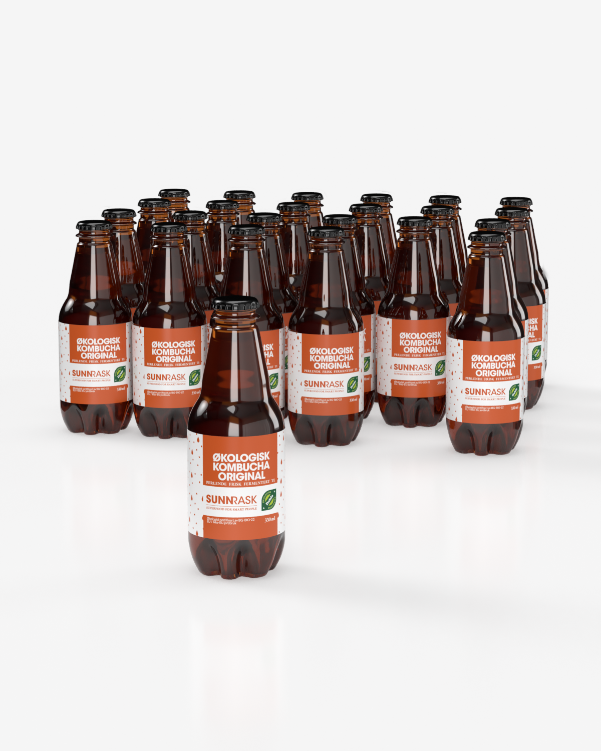 SunnRask Økologisk Kombucha Original 24x330ml - ØKONOMIPAKKE 24 FLASKER!