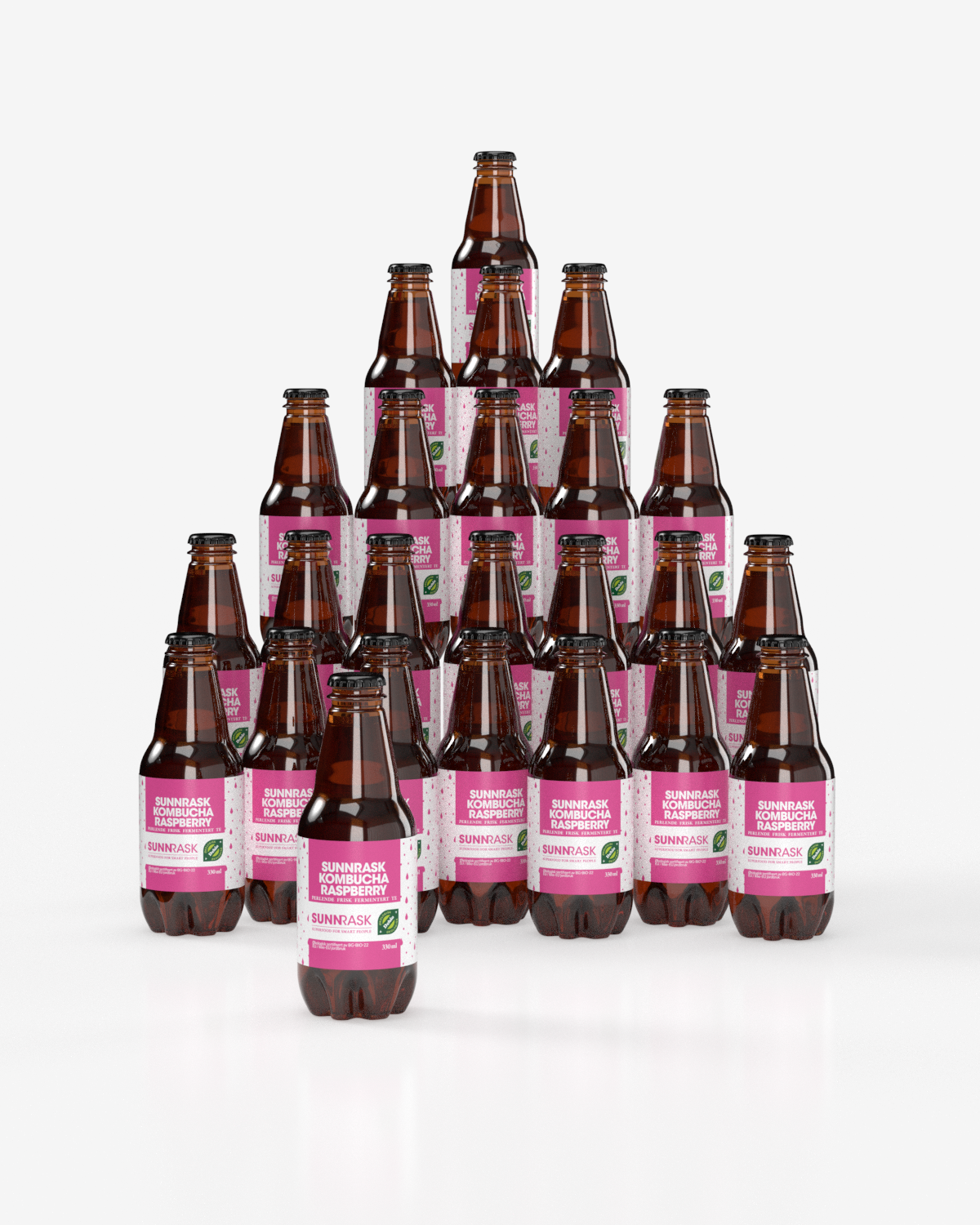 SunnRask Økologisk Kombucha Bringebær 24x330ml