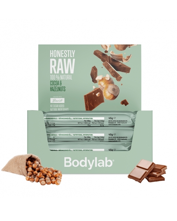 Bodylab Honestly Raw 12x45g - Cocoa &amp; Hazelnuts