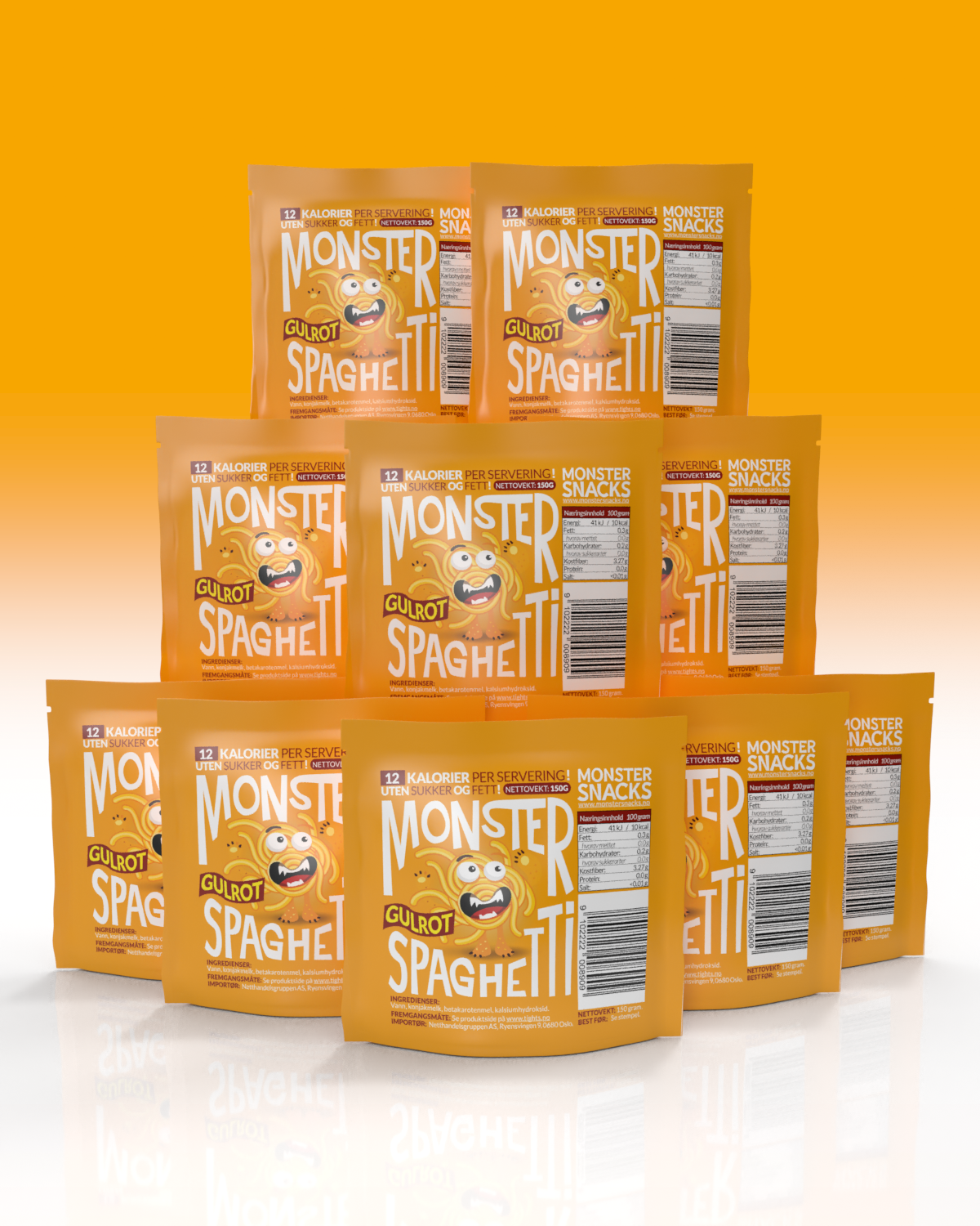 Monster Miracle Diet Spaghetti - Gulrot 10x150g - TIPAKNING! - til trening