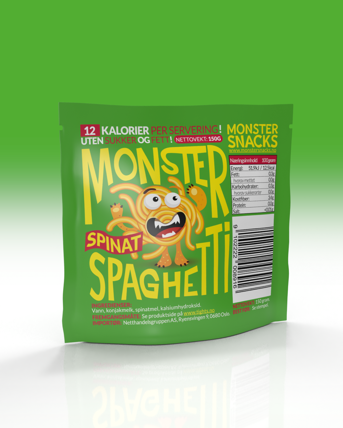 Monster Miracle Diet Spaghetti - Spinach 150g - til trening