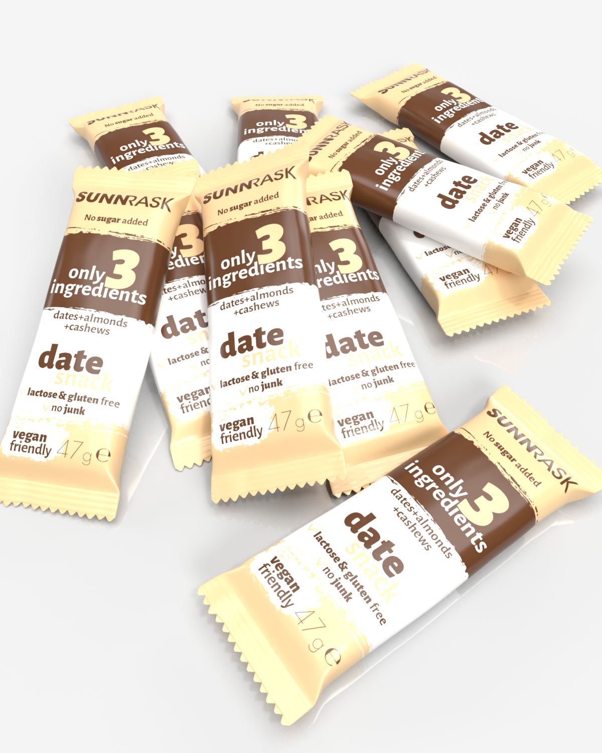 SunnRask Mellommåltidsbar Cashews &amp; Dates 10x47g - TIPAKNING!