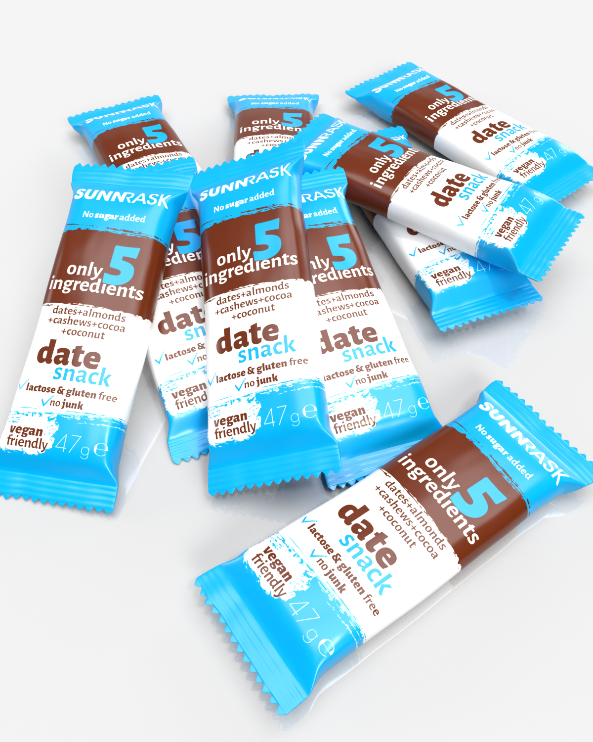 SunnRask Mellommåltidsbar Cashew, Kakao &amp; Kokos 10x47g - TIPAKNING!