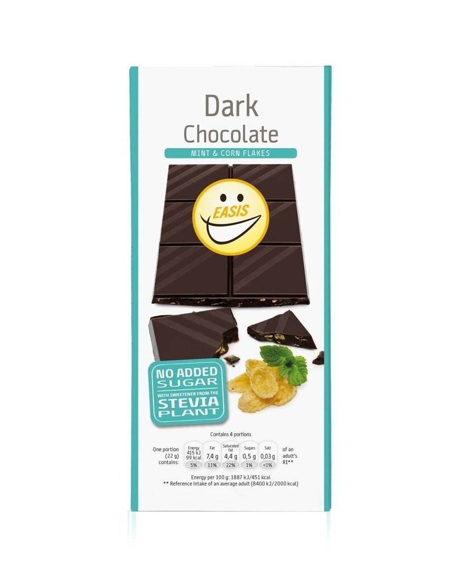EASIS Dark Chocolate Tablet With Crunch And Mint 85g - vanilla protein powder